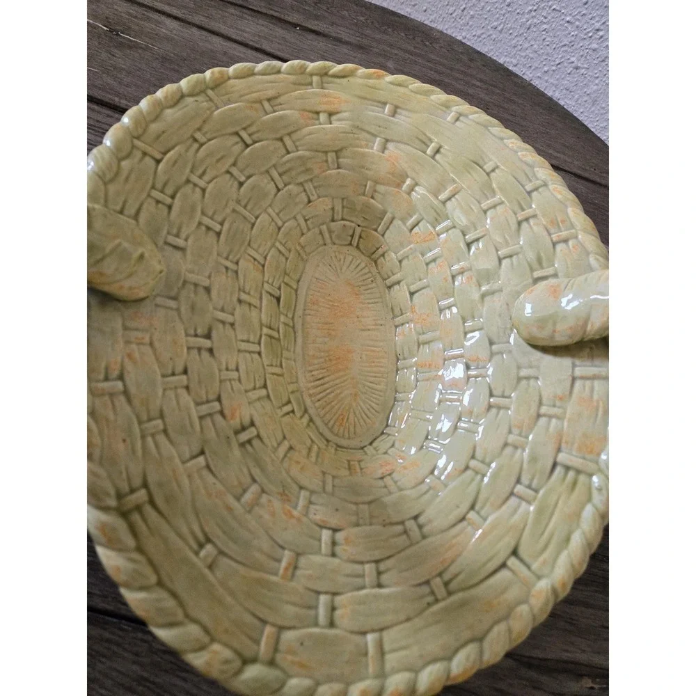 Vintage Atlantic Mold Ceramic Hand Painted Basket  Spring Easter Centerpiece